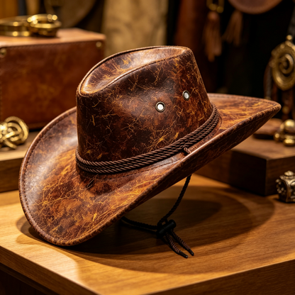 🎁 2026 New Arrivals 49% OFF！& ✈️ Free Shipping！💥Vintage Wide-Brim Cowboy Hat with Adjustable Strap – Timeless Western Style & Perfect Sun Protection 🌵✨