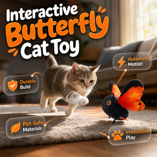 🦋 49% OFF! 🐱 Smart Sensing Flapping Butterfly Toy – Interactive Motion-Activated Cat Toy ✨