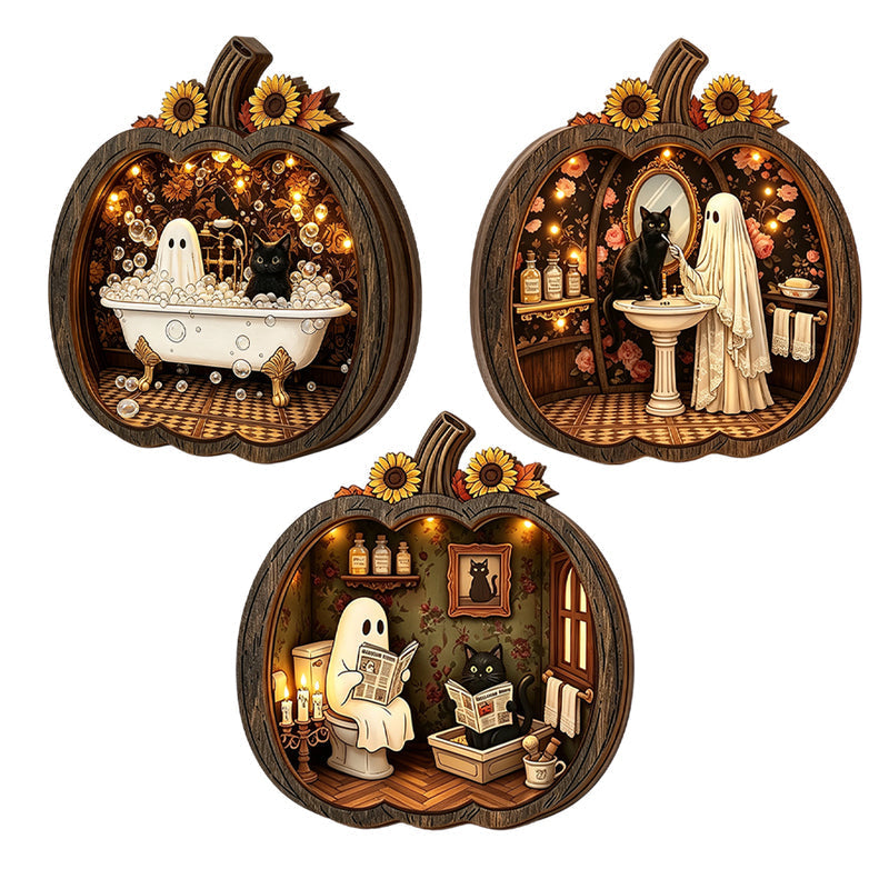🎉 LIMITED TIME 49% OFF! 🎃 Halloween Wooden Pumpkin Tabletop Decor – Double-Layer Wood Construction with Festive Charm 🍂