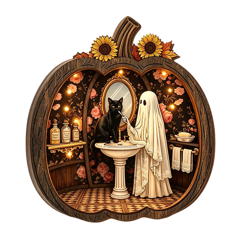 🎉 LIMITED TIME 49% OFF! 🎃 Halloween Wooden Pumpkin Tabletop Decor – Double-Layer Wood Construction with Festive Charm 🍂