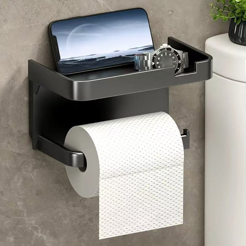 🏆Limited-time offer: just £9.99🧻Wall-Mounted Toilet Paper Holder with Storage Shelf