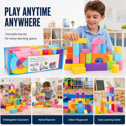 📢📢 49% OFF !! ⏰ Kids' Soft EVA Foam Building Blocks Set – Lightweight, Safe & Perfect for Creative Play 🧱✨