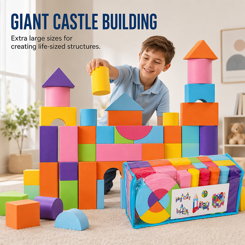 📢📢 49% OFF !! ⏰ Kids' Soft EVA Foam Building Blocks Set – Lightweight, Safe & Perfect for Creative Play 🧱✨