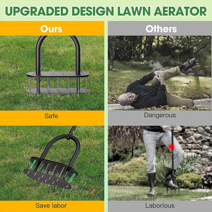 🌱 Healthier Lawn, Less Effort – Foot-Pedal Coring Aerator for Compacted Soil. 50% Off. UK Stock