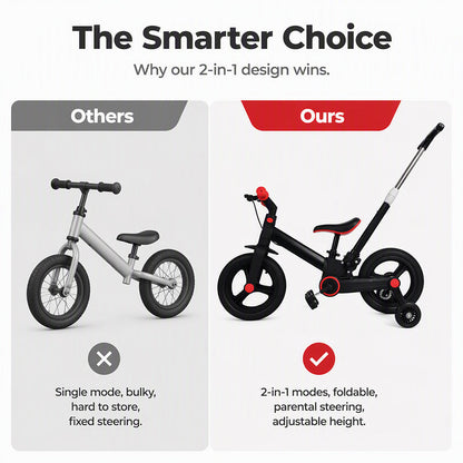🎉 LIMITED TIME 49% OFF! 🚲 2-in-1 Convertible Kids' Tricycle and Balance Bike with Parent Push Handle – Grows with Your Child 🛴