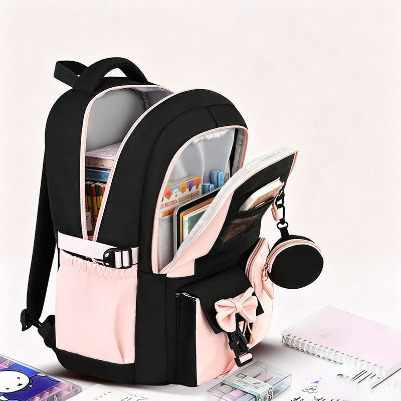 🎀🎒 49% OFF! ⚡Cute Bowknot Lightweight School Backpack – Water Repellent & Anti-Theft!