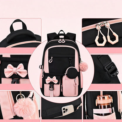 🎀🎒 49% OFF! ⚡Cute Bowknot Lightweight School Backpack – Water Repellent & Anti-Theft!
