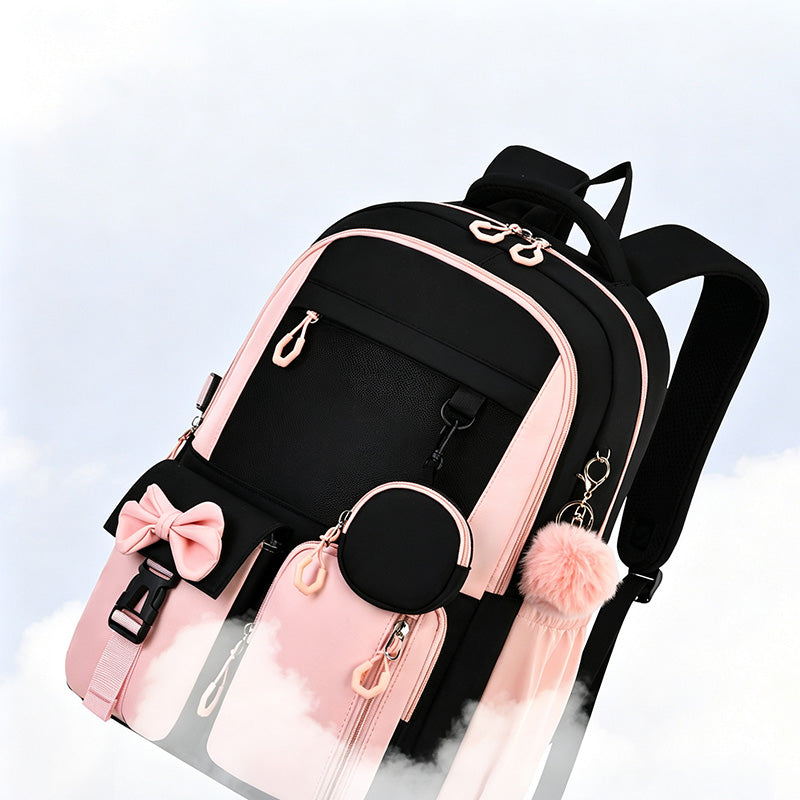🎀🎒 49% OFF! ⚡Cute Bowknot Lightweight School Backpack – Water Repellent & Anti-Theft!
