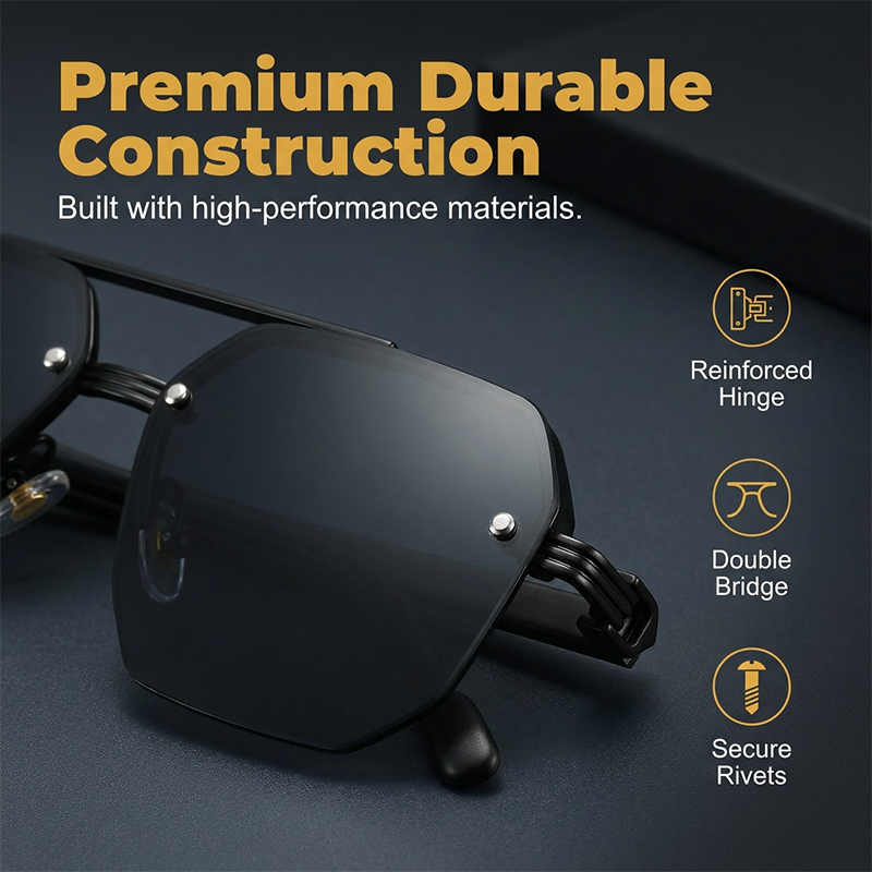 🔥 Pro-Favorite Men's Stylish Geometric Polygon Sunglasses – Metal & PC Frame – UV400 Protection 🕶️