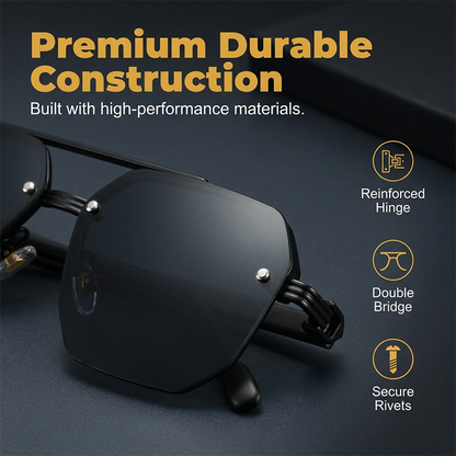🔥 Pro-Favorite Men's Stylish Geometric Polygon Sunglasses – Metal & PC Frame – UV400 Protection 🕶️