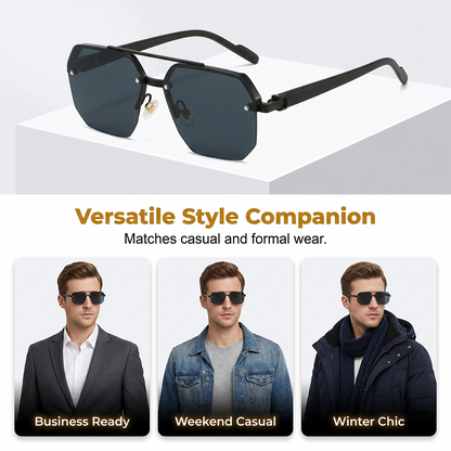 🔥 Pro-Favorite Men's Stylish Geometric Polygon Sunglasses – Metal & PC Frame – UV400 Protection 🕶️