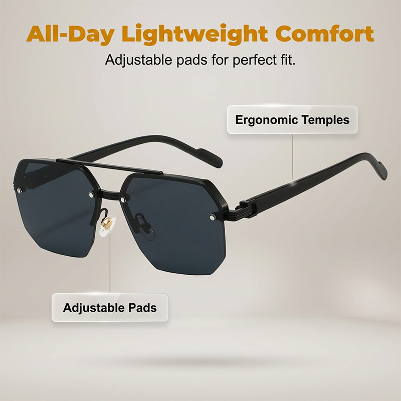 🔥 Pro-Favorite Men's Stylish Geometric Polygon Sunglasses – Metal & PC Frame – UV400 Protection 🕶️