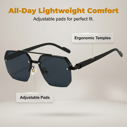 🔥 Pro-Favorite Men's Stylish Geometric Polygon Sunglasses – Metal & PC Frame – UV400 Protection 🕶️