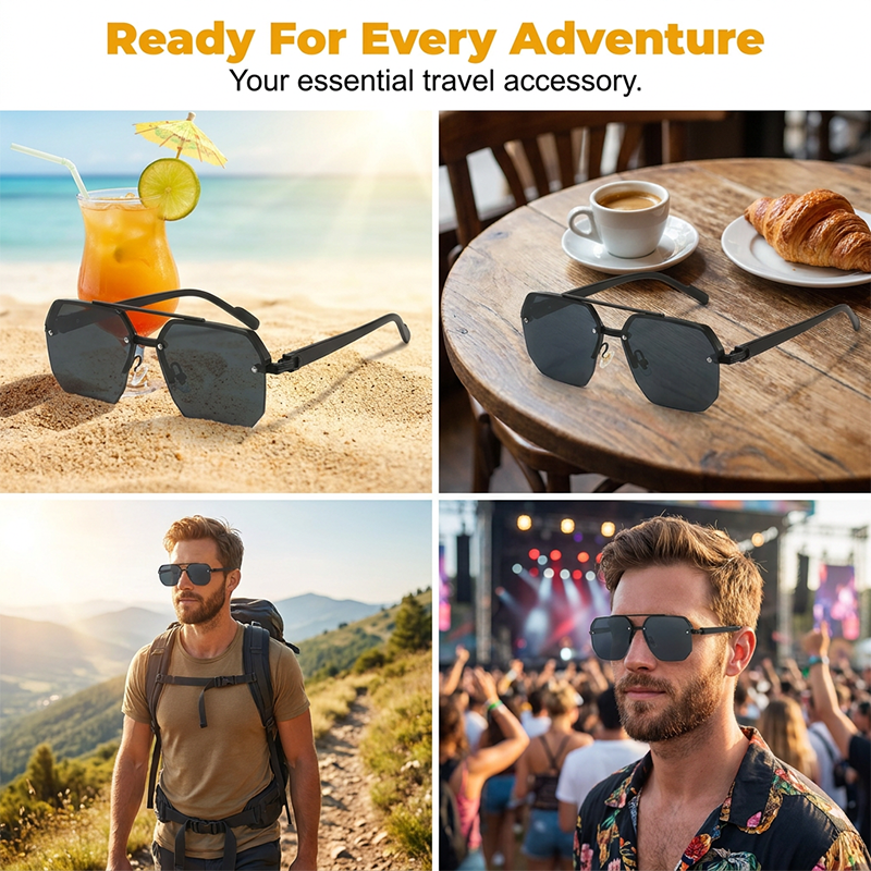🔥 Pro-Favorite Men's Stylish Geometric Polygon Sunglasses – Metal & PC Frame – UV400 Protection 🕶️