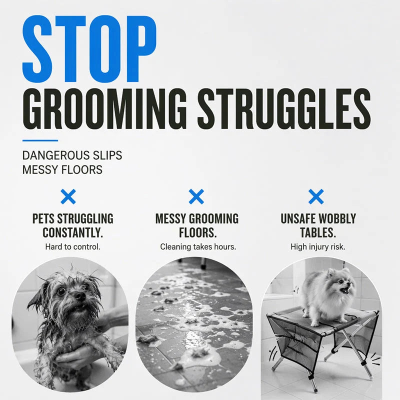 🥳2026 HOT SALE🥳💞50K+ SOLD!🛋️🐕 49% OFF! 2‑in‑1 Foldable Pet Grooming Bed – Groom standing up, no more bending! Stable & comfortable for nail trimming & drying. A back‑saver for seniors! 💪✨