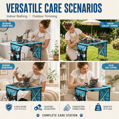 🥳2026 HOT SALE🥳💞50K+ SOLD!🛋️🐕 49% OFF! 2‑in‑1 Foldable Pet Grooming Bed – Groom standing up, no more bending! Stable & comfortable for nail trimming & drying. A back‑saver for seniors! 💪✨