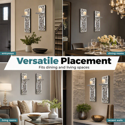 📢 LIMITED TIME 49% OFF! ⏰ Crushed Crystal Glass Candle Sconces – Set of 2, Sparkling Mirror Holders with Warm Ambient Glow 🕯️