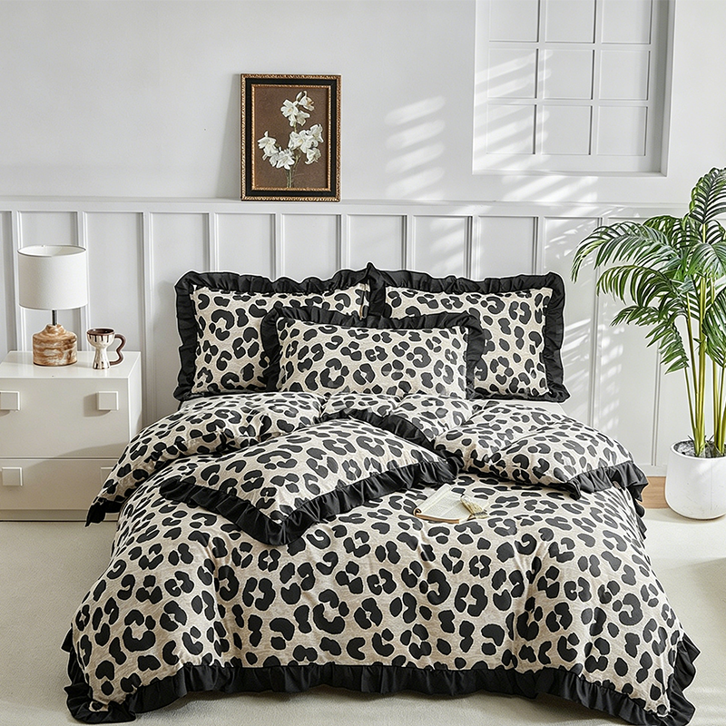 🐆 49% OFF NOW! 🛌 Leopard Print Ruffled Duvet Cover Set – Soft fabric, chic ruffle detail & vibrant print – Perfect for a bold, cozy bedroom makeover ✨