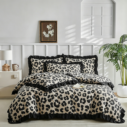 🐆 49% OFF NOW! 🛌 Leopard Print Ruffled Duvet Cover Set – Soft fabric, chic ruffle detail & vibrant print – Perfect for a bold, cozy bedroom makeover ✨