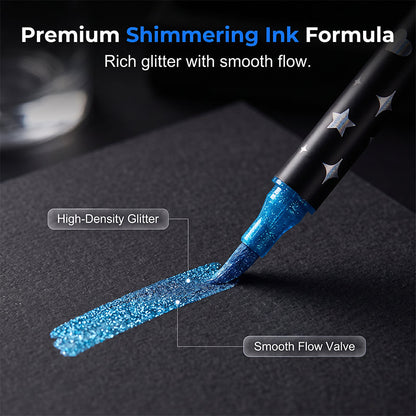 ⏳Last Day-49% Off✨🌈Dual-Tip Glitter Markers Set with Soft Brush