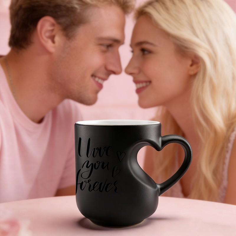 📢📢49% OFF !! ⏰Color Changing Heart Handle Ceramic Mug for Valentine's Day