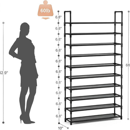 🎉 LIMITED TIME 49% OFF! 👟 10-Tier Vertical Shoe Rack Organizer – Space-Saving Design, Large Capacity & Bonus Side Hooks 🏠