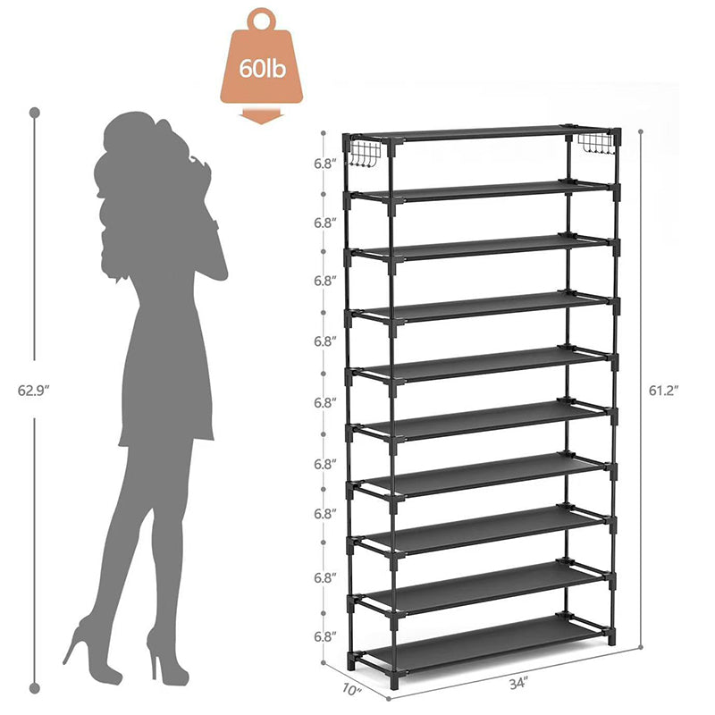 🎉 LIMITED TIME 49% OFF! 👟 10-Tier Vertical Shoe Rack Organizer – Space-Saving Design, Large Capacity & Bonus Side Hooks 🏠