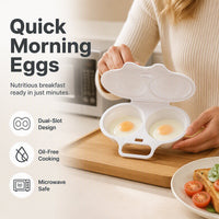 🔥 49% OFF 🥚 Microwave Egg Cooker with Lid – Dual Egg Tray, Easy Handle & Quick Breakfast Prep – Compact Microwave Egg Poacher for Home, Dorm & Office🍳