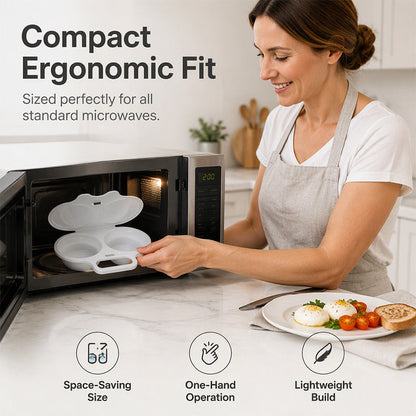 🔥 49% OFF 🥚 Microwave Egg Cooker with Lid – Dual Egg Tray, Easy Handle & Quick Breakfast Prep – Compact Microwave Egg Poacher for Home, Dorm & Office🍳