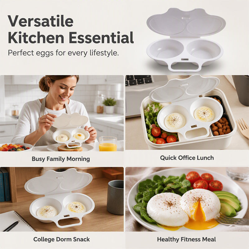 🔥 49% OFF 🥚 Microwave Egg Cooker with Lid – Dual Egg Tray, Easy Handle & Quick Breakfast Prep – Compact Microwave Egg Poacher for Home, Dorm & Office🍳