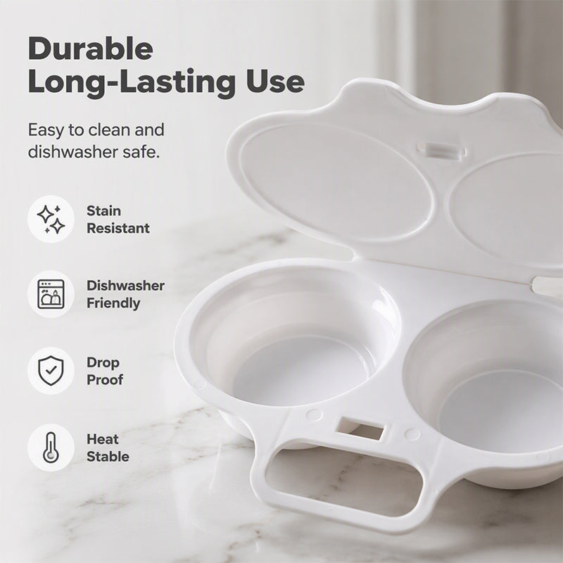 🔥 49% OFF 🥚 Microwave Egg Cooker with Lid – Dual Egg Tray, Easy Handle & Quick Breakfast Prep – Compact Microwave Egg Poacher for Home, Dorm & Office🍳