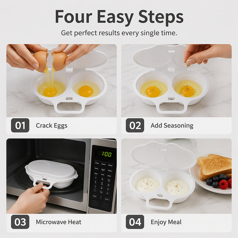 🔥 49% OFF 🥚 Microwave Egg Cooker with Lid – Dual Egg Tray, Easy Handle & Quick Breakfast Prep – Compact Microwave Egg Poacher for Home, Dorm & Office🍳