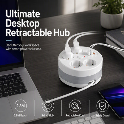 📢📢49% OFF !! ⏰Multi Outlet Round Power Strip with Cable Storage