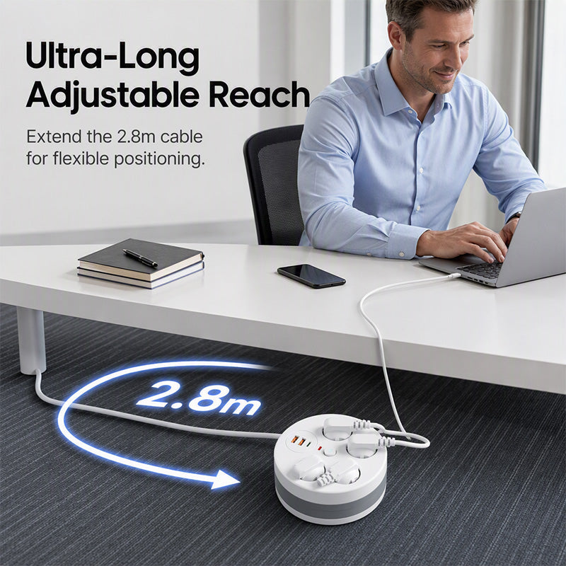 📢📢49% OFF !! ⏰Multi Outlet Round Power Strip with Cable Storage