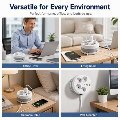 📢📢49% OFF !! ⏰Multi Outlet Round Power Strip with Cable Storage