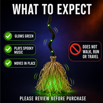 📢📢49% OFF !!⏰🧙 Animated Witch Broom Halloween Decoration with Lights and Sound