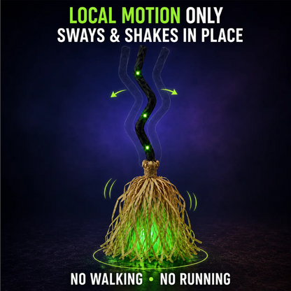 📢📢49% OFF !!⏰🧙 Animated Witch Broom Halloween Decoration with Lights and Sound