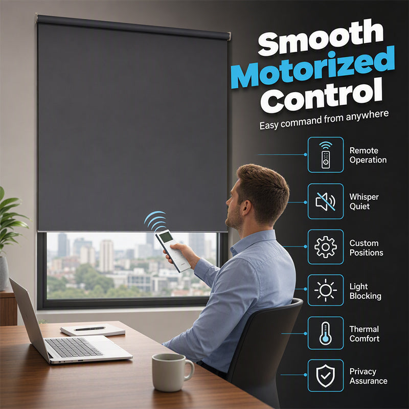 🎉 LIMITED TIME 49% OFF! 🏆 Motorized Blackout Blinds with Remote – Smart Roller Shade, Complete Light Blocking & Clean Modern Design ✨