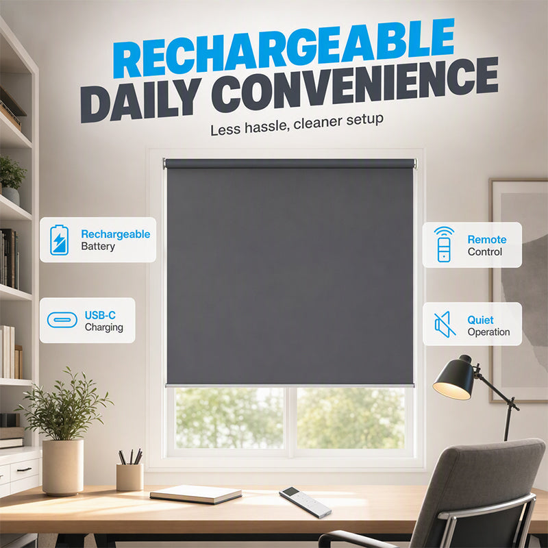 🎉 LIMITED TIME 49% OFF! 🏆 Motorized Blackout Blinds with Remote – Smart Roller Shade, Complete Light Blocking & Clean Modern Design ✨