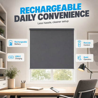 🎉 LIMITED TIME 49% OFF! 🏆 Motorized Blackout Blinds with Remote – Smart Roller Shade, Complete Light Blocking & Clean Modern Design ✨