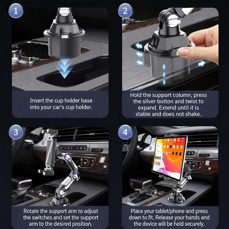⏳🔥LIMITED-TIME 49% OFF! ⏰🚗 From Hire Car to Family SUV – Foldable Tablet Stand Fits Most Cup Holders. Adjustable Angle