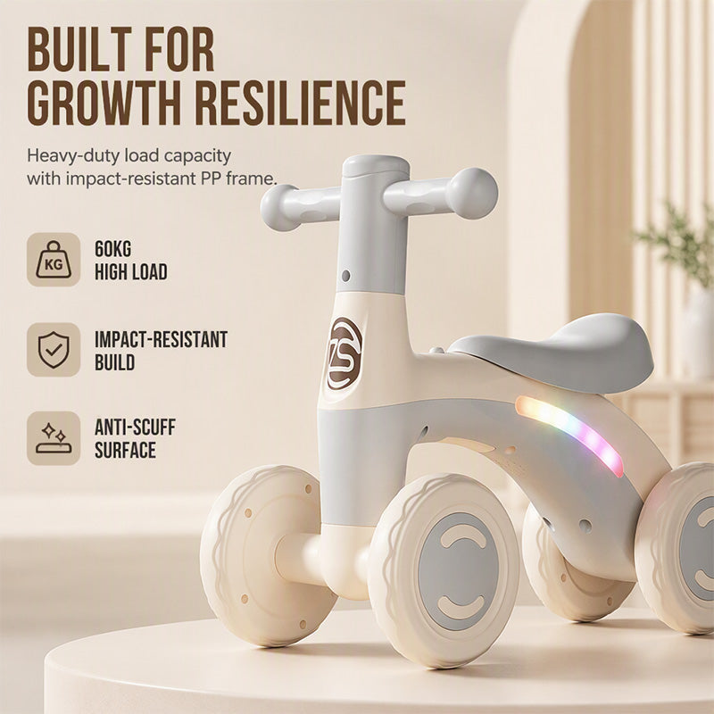 🎉 2026 Sale — Over 22,000 Sold! 🚲 Baby Balance Bike with Music & Lights – 4-Wheel Stability, LED Fun – Perfect First Bike for Toddlers! ✨