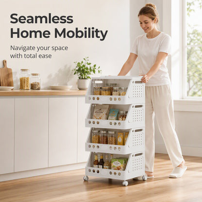 ⏳LIMITED-TIME 49% OFF! 🏠 Multi-Tier Foldable Storage Organizer with Wheels – Space-Saving Rolling Cart, Lockable Wheels & Multi-Room Use 🗄️