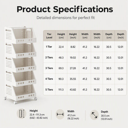 ⏳LIMITED-TIME 49% OFF! 🏠 Multi-Tier Foldable Storage Organizer with Wheels – Space-Saving Rolling Cart, Lockable Wheels & Multi-Room Use 🗄️