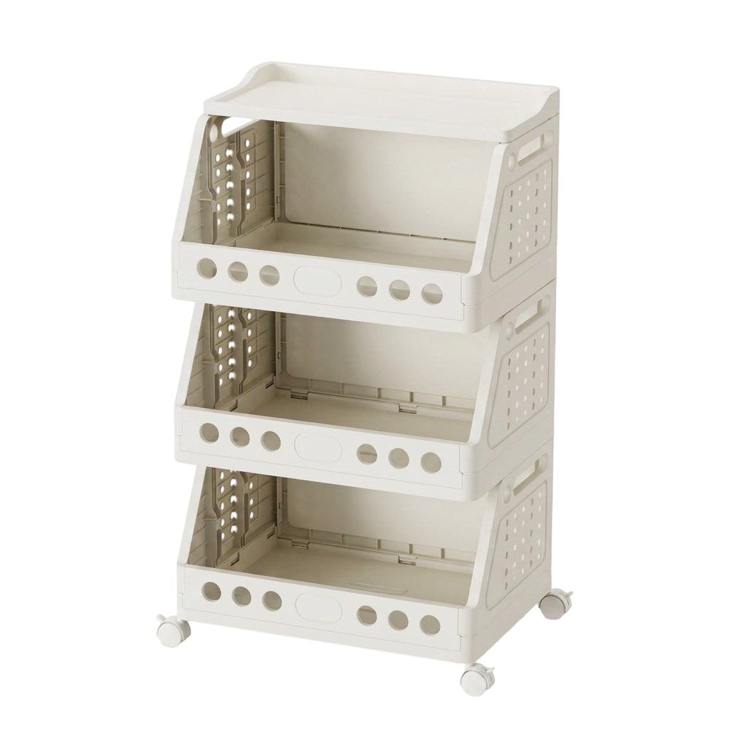 ⏳LIMITED-TIME 49% OFF! 🏠 Multi-Tier Foldable Storage Organizer with Wheels – Space-Saving Rolling Cart, Lockable Wheels & Multi-Room Use 🗄️