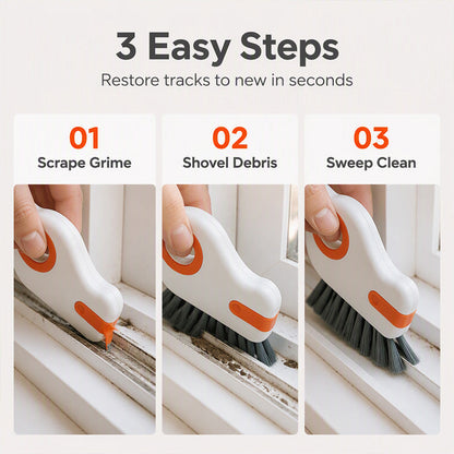 📢Buy 1 Get 1 Free!! ⏰ 🧹 2-in-1 Window Groove Cleaning Brush with Built-in Scraper – Narrow Crevice Tool with Hard Bristles ✨