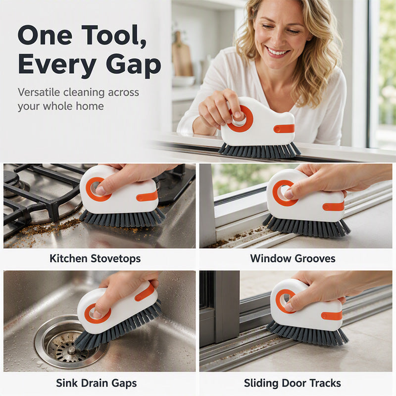 📢Buy 1 Get 1 Free!! ⏰ 🧹 2-in-1 Window Groove Cleaning Brush with Built-in Scraper – Narrow Crevice Tool with Hard Bristles ✨