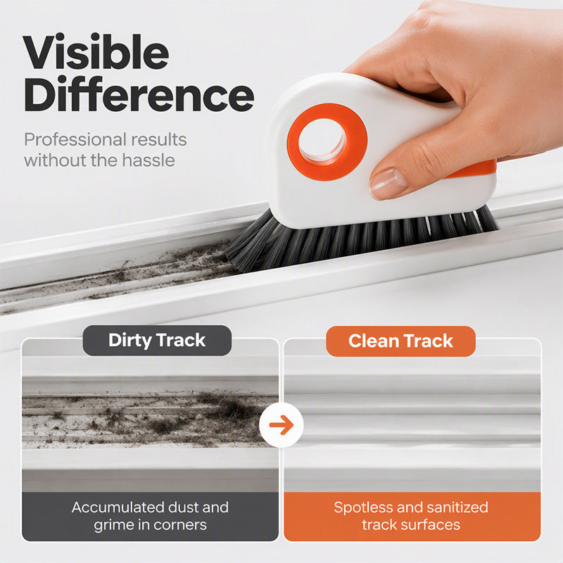 📢Buy 1 Get 1 Free!! ⏰ 🧹 2-in-1 Window Groove Cleaning Brush with Built-in Scraper – Narrow Crevice Tool with Hard Bristles ✨