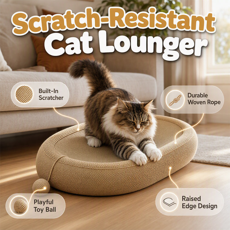 🎉 LIMITED TIME 49% OFF! 🐱 Wear-Resistant Sisal Cat Scratcher Bed – Durable Scratching Surface, Roomy Oval Shape & Included Cat Toy ✨