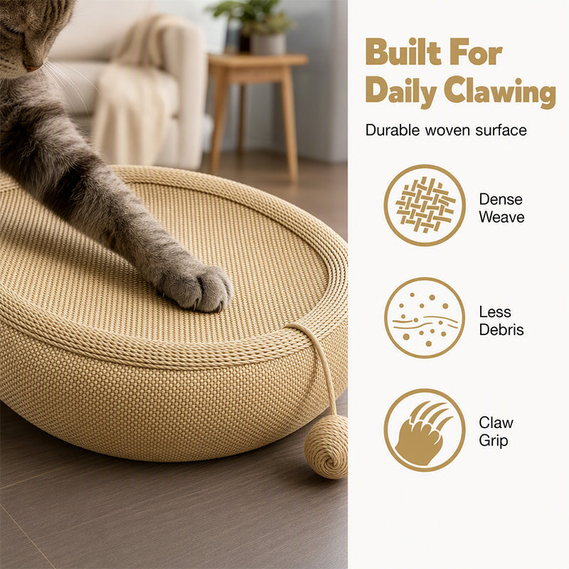 🎉 LIMITED TIME 49% OFF! 🐱 Wear-Resistant Sisal Cat Scratcher Bed – Durable Scratching Surface, Roomy Oval Shape & Included Cat Toy ✨